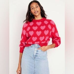 Old Navy Red and Pink Heart Sweater